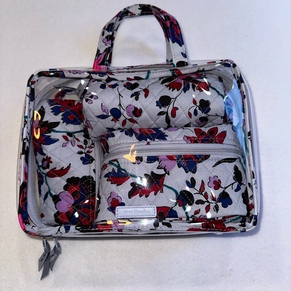 Vera Bradley 4 Piece Cotton Organizer Vineyard Floral Quilted Gray Blue … - Picture 2 of 5